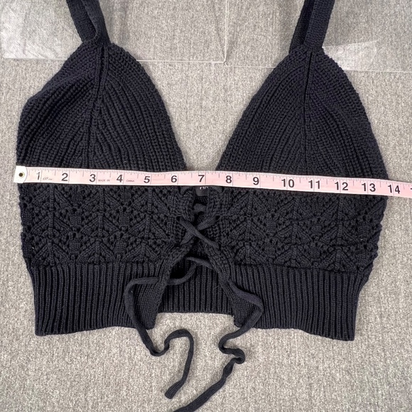 Arden B Lace Up Crochet Corset Crop Tank Top Adjustable No Size Boho Festival - Picture 7 of 9